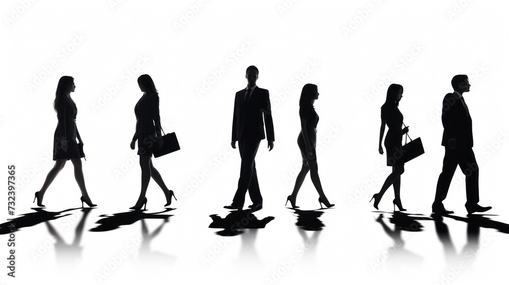 Silhouettes of Business Professionals Walking