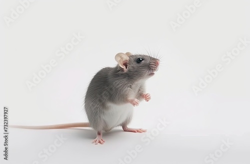 Charming close up portrait of small mouse set crisp white background isolated capturing essence of curious and misunderstood creature showcases delicate features of rodent © Wuttichai