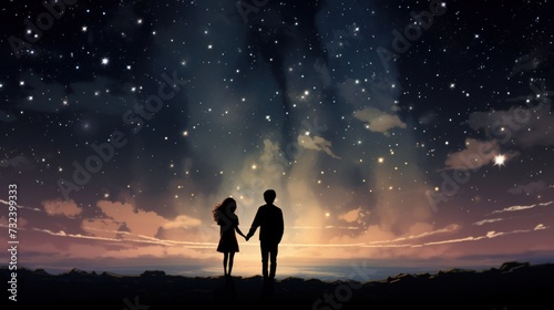 Couple Under the Starry Night Sky