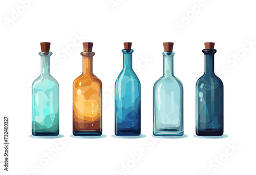 set of bottles vector icons