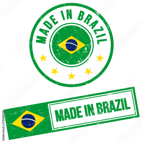 Made in Brazil Rubber Stamp Sign Grunge Style