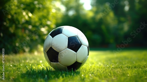 Soccer Ball on a Sunny Green Fiel © Polypicsell