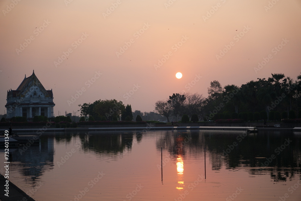 Wat Thai,Temple reflection during sunrise