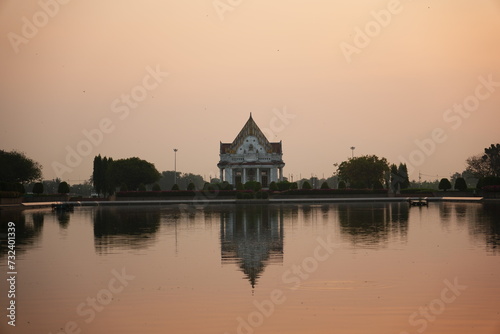 Wat Thai Temple reflection during sunrise