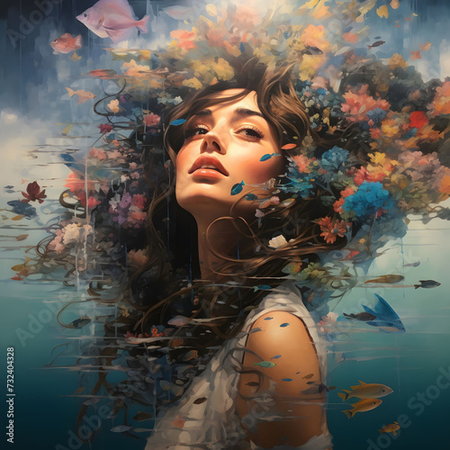 Mother Nature, allegory for climate change, biodiversity, and global warming (generative AI)