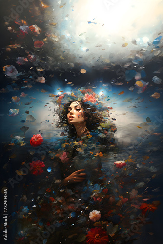 Mother Nature, allegory for climate change, biodiversity, and global warming (generative AI)