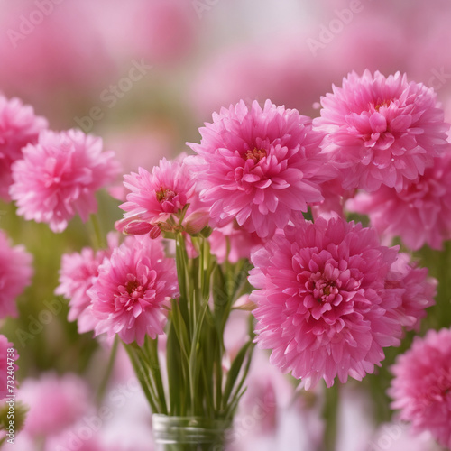 Bouquet of pink chrysanthemum flowers with water drops  