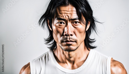 Asian Man with Deeply Depressed Expression Portrait Isolate  © MondSTUDIO