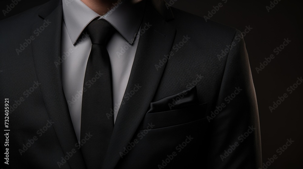 A professional man dressed in a suit and tie standing confidently in front of a black background. Suitable for corporate presentations or business-related content A professional man dressed in a suit and tie standing confidently in front of a black background. Suitable for corporate presentations or business-related content