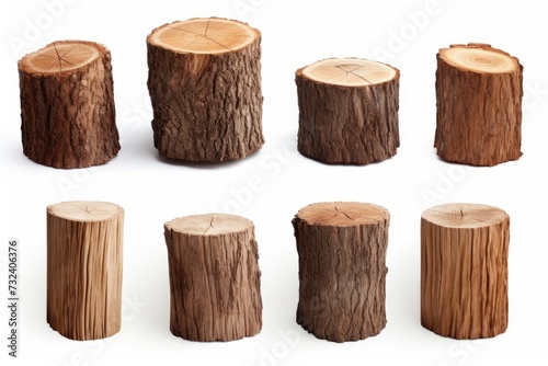 A collection of nine tree trunks, showcasing the natural beauty and texture of wood. Ideal for various design projects and nature-themed visuals
