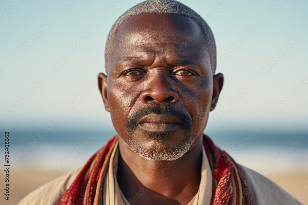 A man standing on a beach, facing the camera. Suitable for travel or lifestyle themes A man standing on a beach, facing the camera. Suitable for travel or lifestyle themes