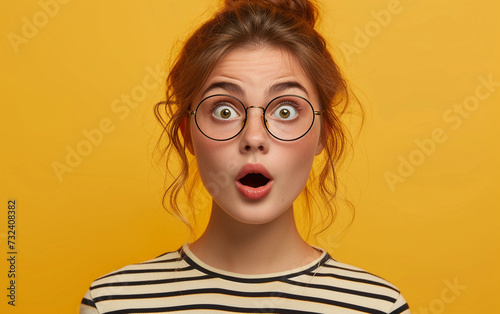 Woman With Glasses Making a Surprised Face