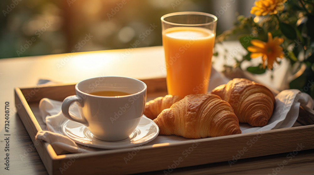 Set of breakfast on table abstract background. Generative ai. Set of breakfast on table abstract background. Generative ai.