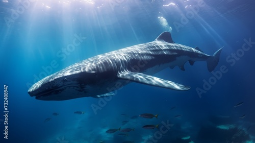 whale calf underwater photo