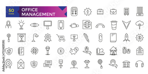 Set of office management related icons set, techonology icons collection