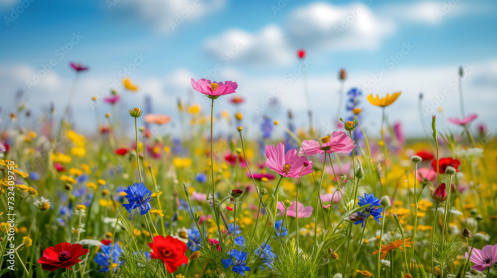 Fototapeta premium Wild spring flowers with blur effect