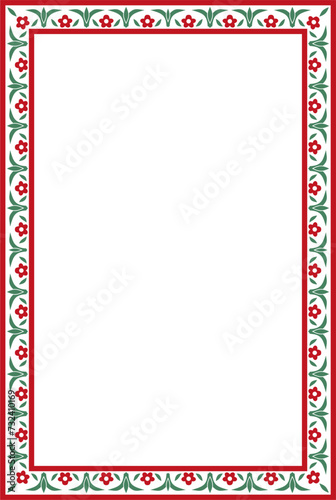 Vector colored square turkish ornament. Endless ottoman national border, frame