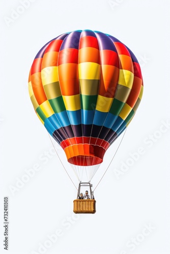 A vibrant hot air balloon soaring through the sky. Ideal for travel and adventure concepts