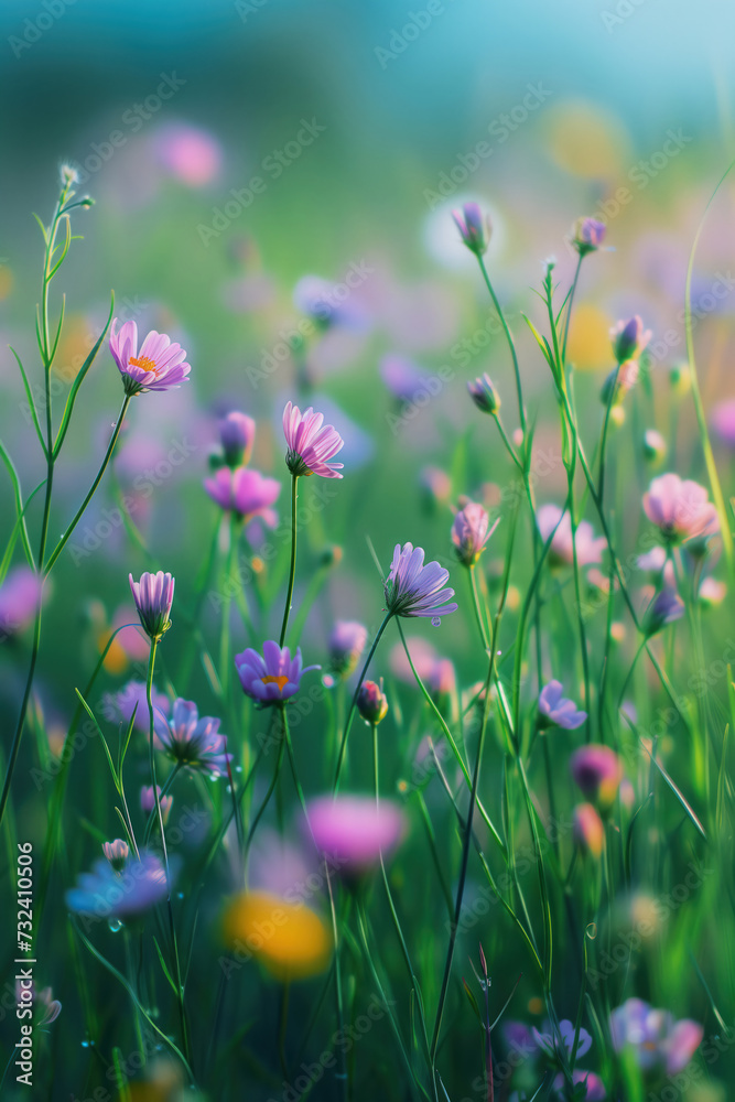 Fototapeta premium Wild spring flowers with blur effect