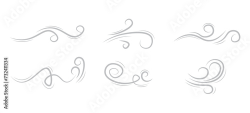 Wavy curl wind air flow doodle collection flat illustration vector