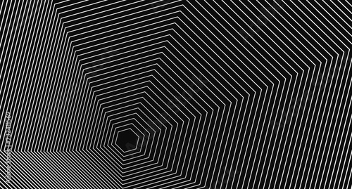 Black and White Geometric Hexagon Illusion Vector photo