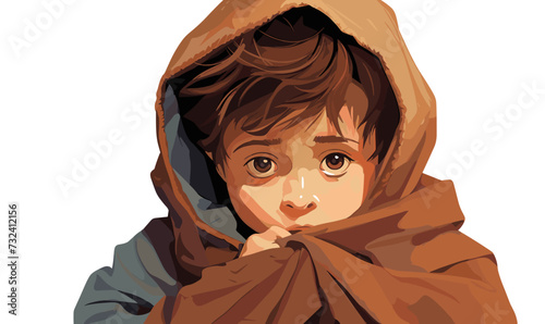 refugee kid isolated vector style