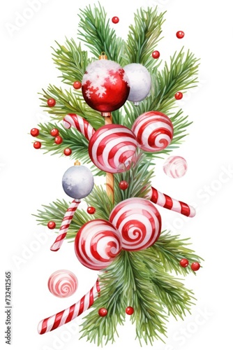 Candy canes arranged on a Christmas tree. Perfect for festive holiday decorations