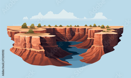 Grand Canyon vector simple 3d smooth cut and paste isolated illustratio
