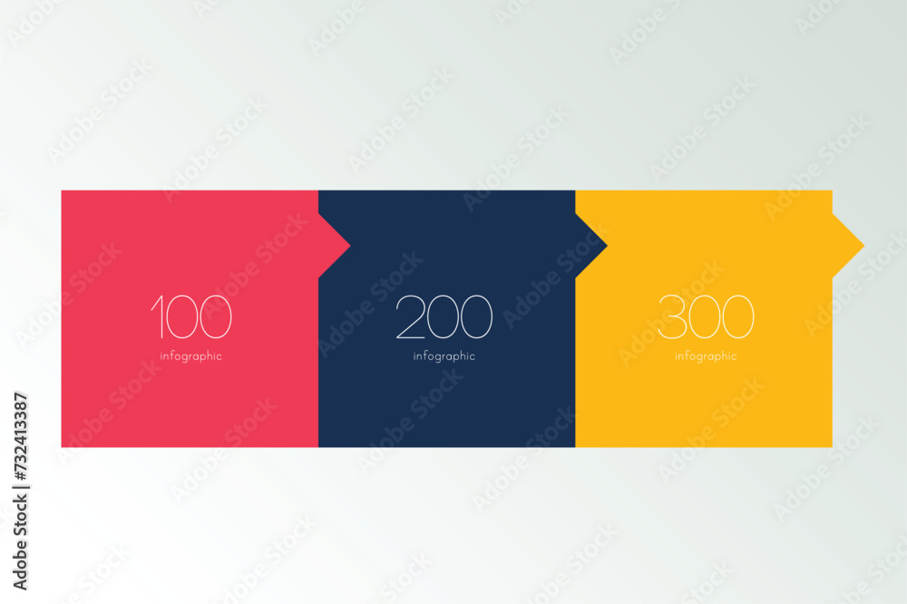 Three step arrow template for presentation. 3 steps options, elements ...