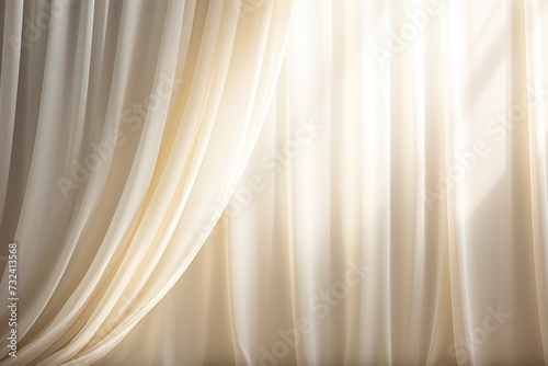 A white curtain is hanging on a wall. This image can be used for interior design or home decor concepts