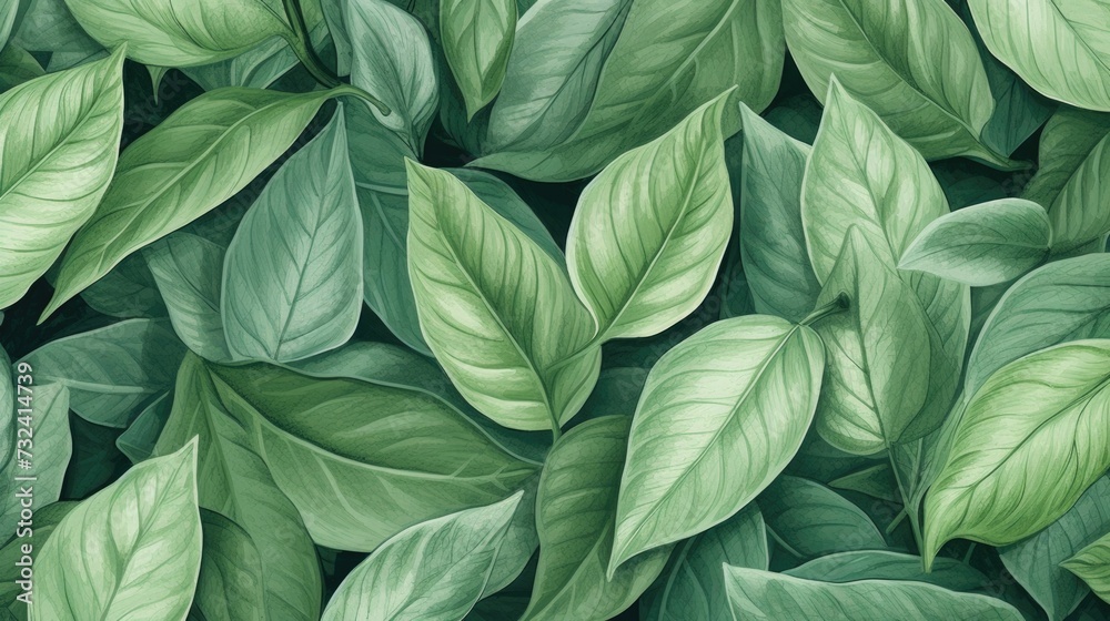 A close-up view of a bunch of green leaves. Perfect for nature enthusiasts or environmental projects - obrazy, fototapety, plakaty 