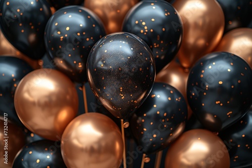 Golden Glowing Balloons with Black Dots  A Celebration of the Monthly Full Moon Generative AI