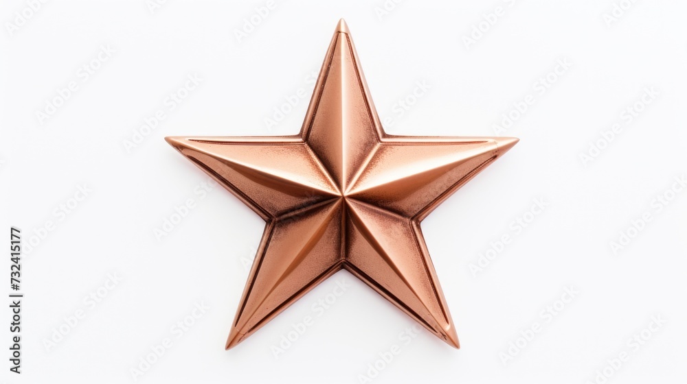 A shiny metal star placed on a clean white background. Perfect for adding a touch of elegance to any design