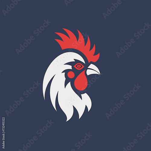 Rooster Logo Design. Chicken Logo with Minimalist Style. Icon Symbol Vector Design Template.