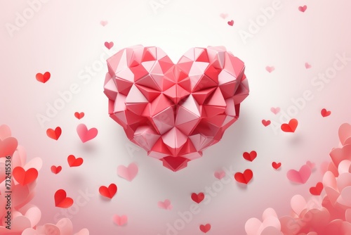 A heart made out of pink origami paper. Perfect for Valentine's Day crafts and romantic-themed designs