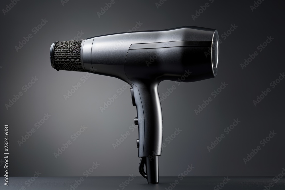 A hair dryer placed on a table. Suitable for beauty salon or home use A hair dryer placed on a table. Suitable for beauty salon or home use