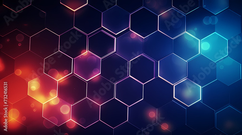 Modern science background hexagon lines and points wave flow abstract background