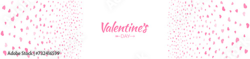 Valentines day card o banner. Pink hearts gradient frame isolated on white background. Valentine's day border or frame design. Vector illustration.