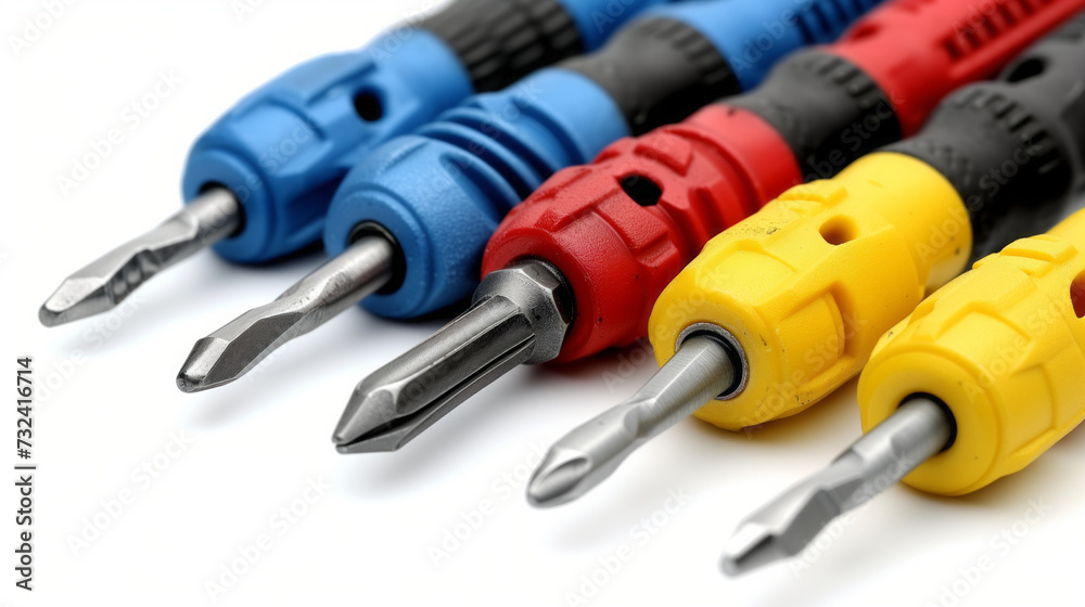 Isolated screwdrivers captured in high resolution against a white backdrop Isolated screwdrivers captured in high resolution against a white backdrop
