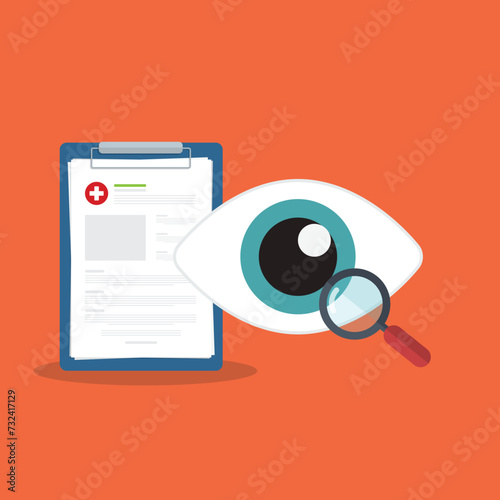 Eyesight medical consultation. Optometry. Eye protection. Ophthalmology vector illustration.	