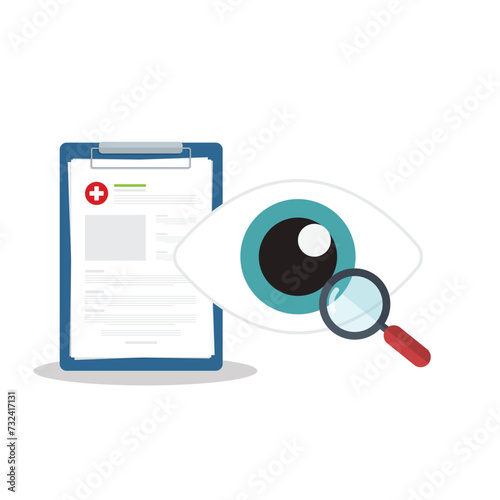 Eyesight medical consultation. Optometry. Eye protection. Ophthalmology vector illustration.	
