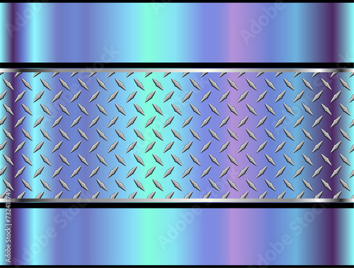 Metallic silver background with opalescent pearl colors, chrome metal background with perforated texture, 3d illustration.