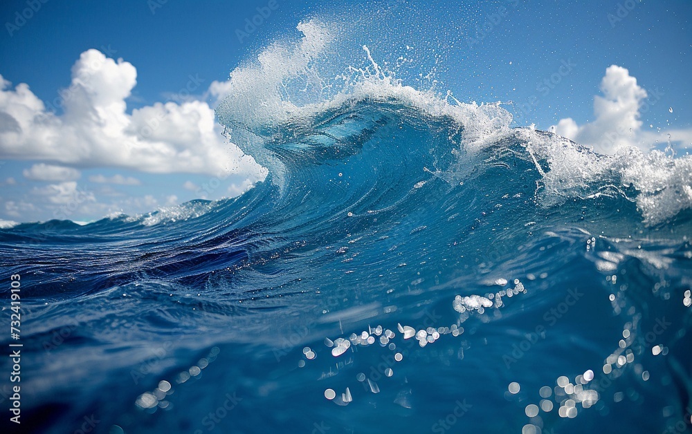 Breaking Wave in the Ocean on a Sunny Day