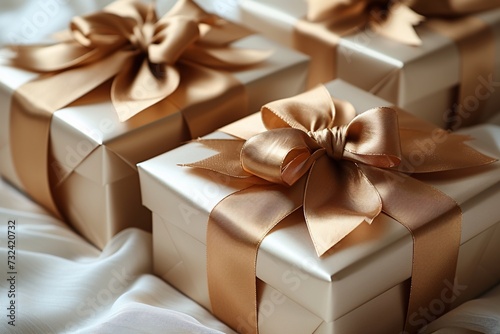Golden Gift Wrapped in Ribbon: A Gift for the Holidays Generative AI