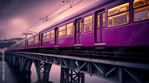 purple train on the railway