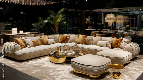 3D rendering of a drawing room that exudes elegance, featuring luxurious furnishings