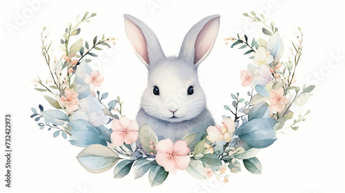 Watercolor easter rabbits