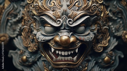 A detailed close-up shot of a demon statue. Perfect for adding an eerie touch to Halloween decorations or creating a dark and mysterious atmosphere in horror-themed projects