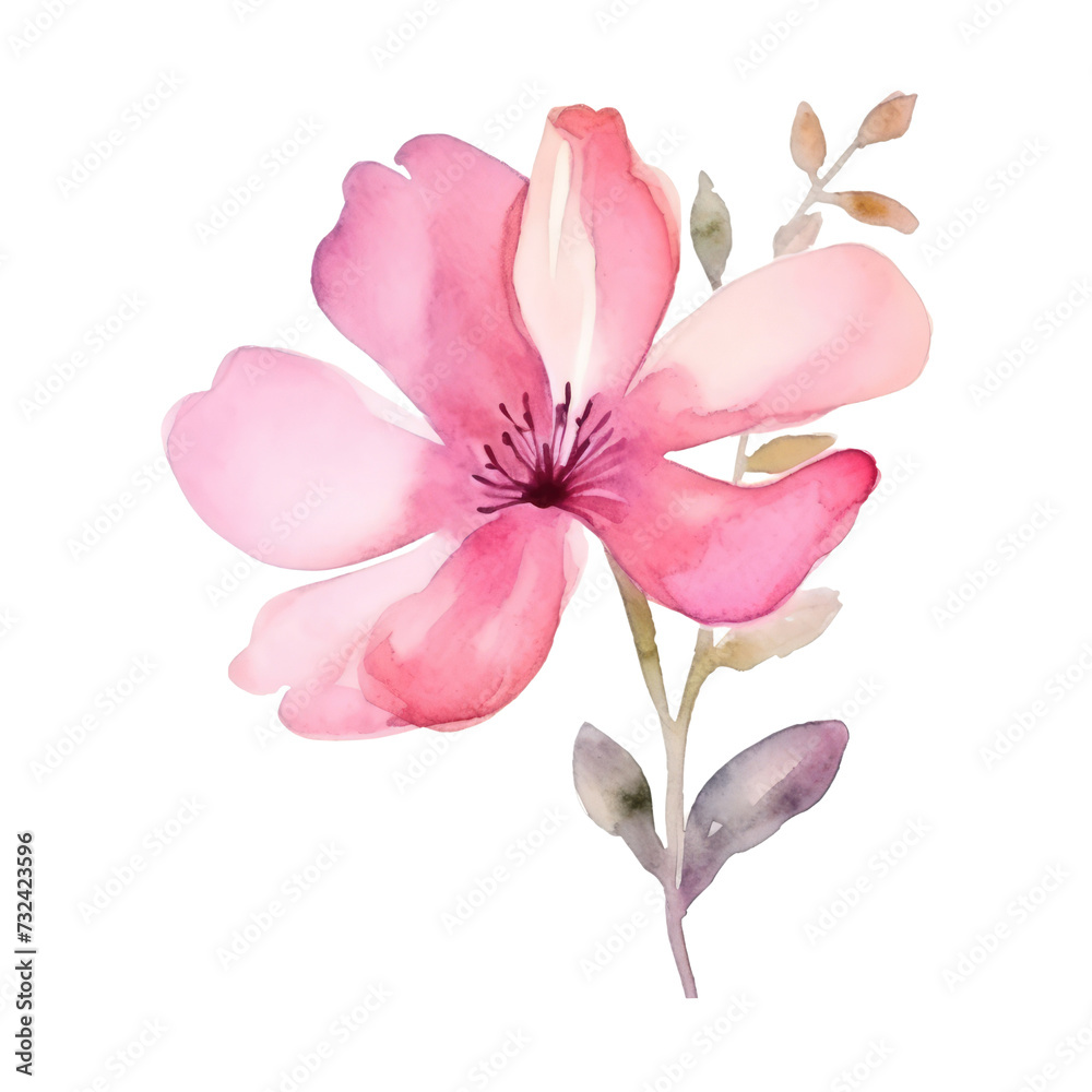 pink Flower watercolor illustration.Manual composition watercolor elements. on white background