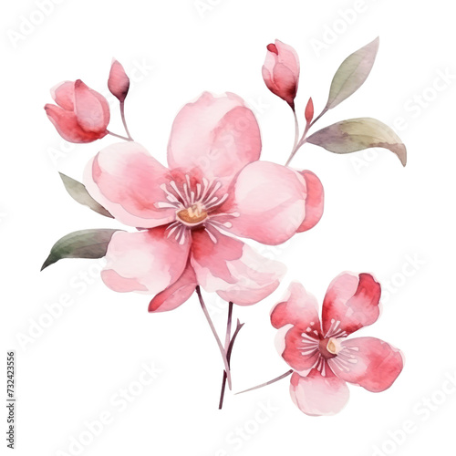 pink Flower watercolor illustration.Manual composition watercolor elements. on white background © Jo